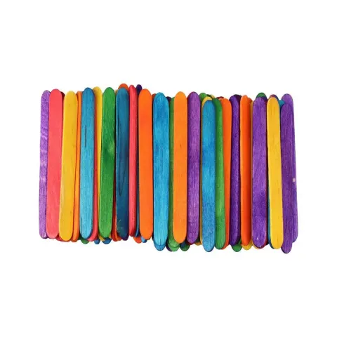 Bețișoare din lemn Junior, colorate, 114 mm, 100 buc.