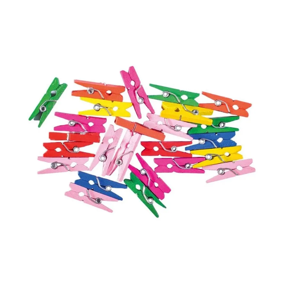 Cârlige din lemn Junior, colorate, 25 x 8 mm, 25 buc.