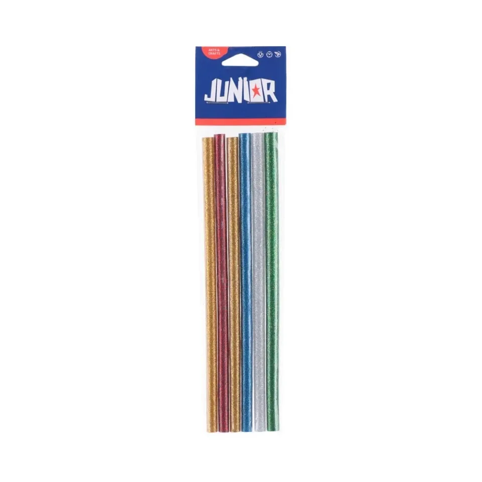 Batoane de silicon Junior Heli Stick, Ø7 mm, sclipici, 6 buc.