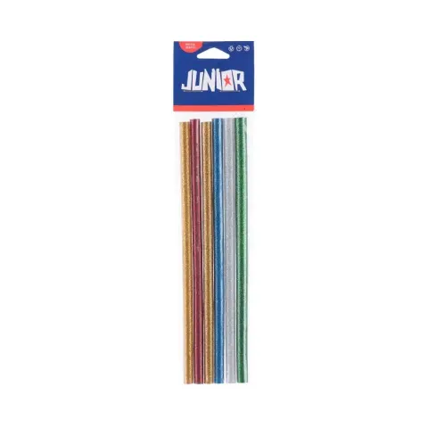 Batoane de silicon Junior Heli Stick, Ø7 mm, sclipici, 6 buc.
