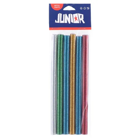 Batoane de silicon Junior Heli Stick, diametru 11 mm, sclipici, 6 bucăți