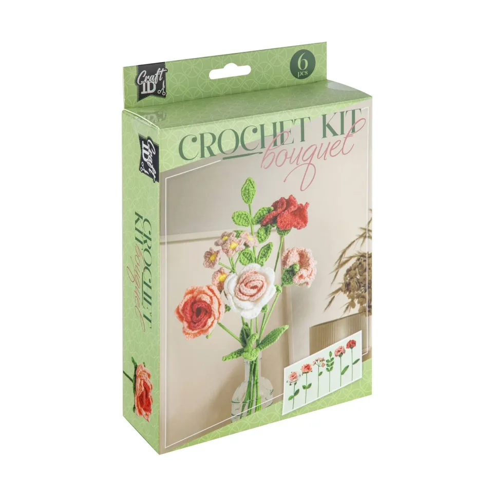 Buchet de flori Craft ID, lucru de mână prin țesere, roz