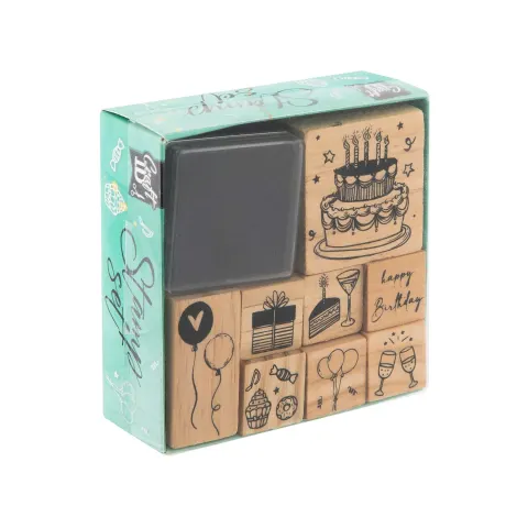 Craft ID Set ștampile Aniversare, cu tușieră, 8 buc.