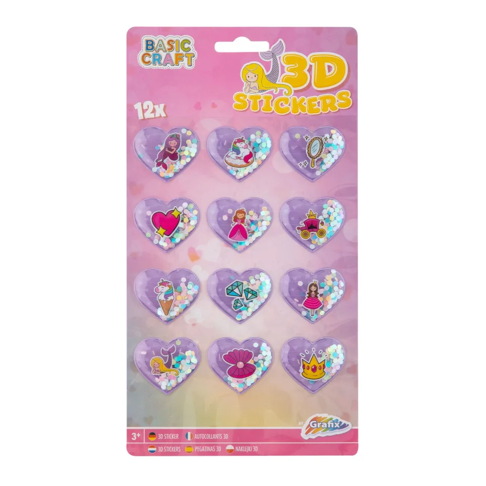 Moxy Abțibilduri 3D cu sclipici, 12 buc., roz