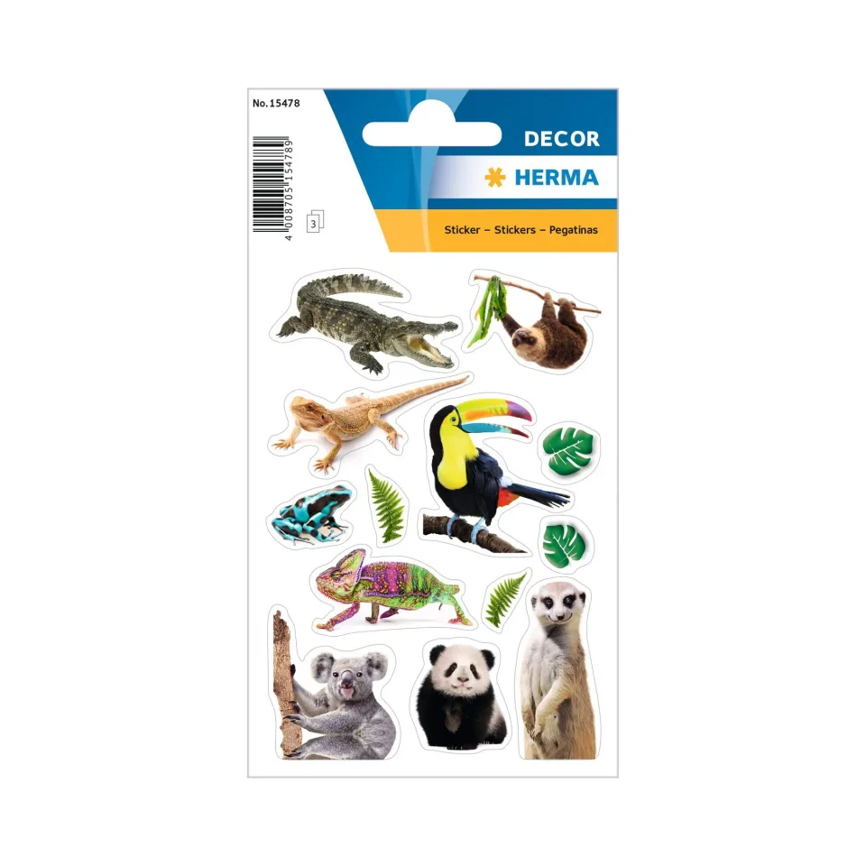 Herma Etichete autoadezive Animale exotice, 3 coli