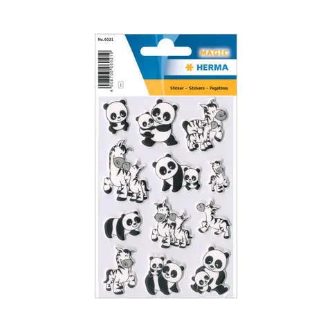 Herma Etichete autoadezive Panda și zebre, 1 coală