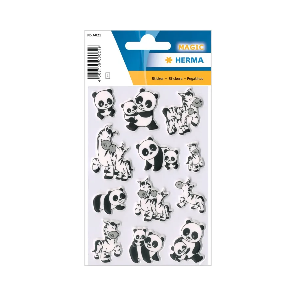 Herma Etichete autoadezive Panda și zebre, 1 coală