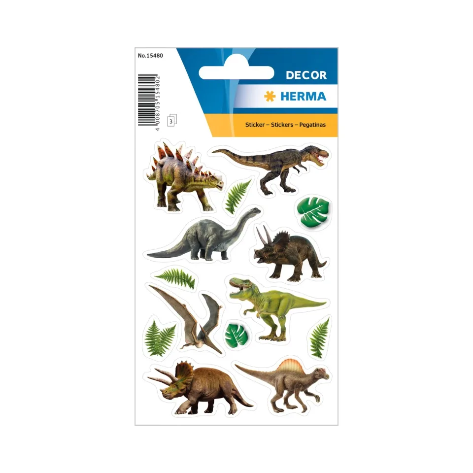 Herma Abțibilduri autoadezive Dinozauri, 3 coli