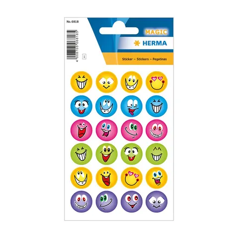 Herma Abțibilduri Fețe Emoji, cu sclipici, 24 buc.
