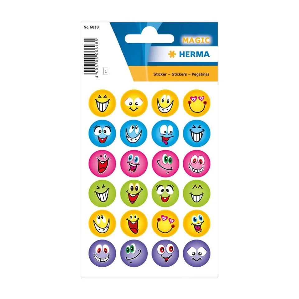 Herma Abțibilduri Fețe Emoji, cu sclipici, 24 buc.