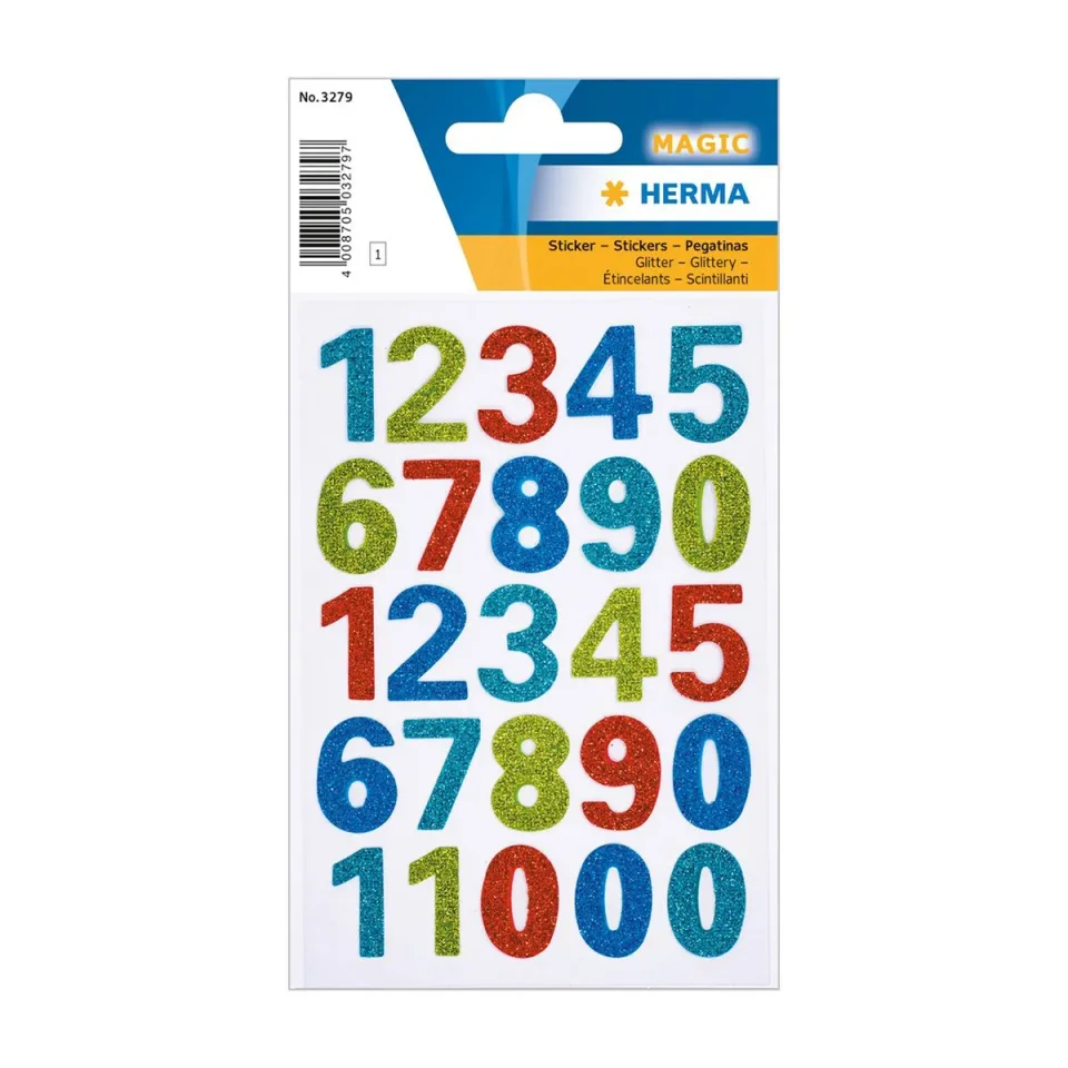 Herma Abțibilduri Cifre, cu sclipici, 25 buc.