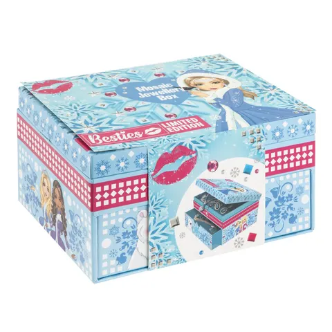 Cutie de bijuterii Moxy Besties, cu pietre strălucitoare și stickere pentru decorare