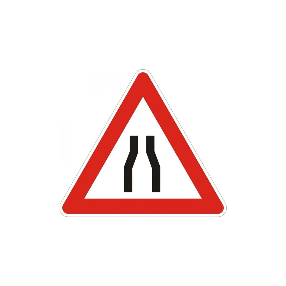 Indicator rutier A7 - Drum îngustat pe ambele părți, cu suport