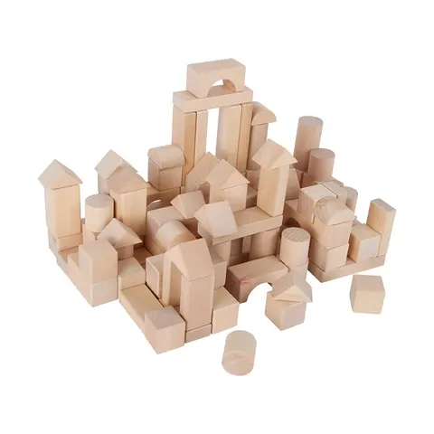 Set de construcție din lemn Small Foot în geantă, natural, 100 buc.