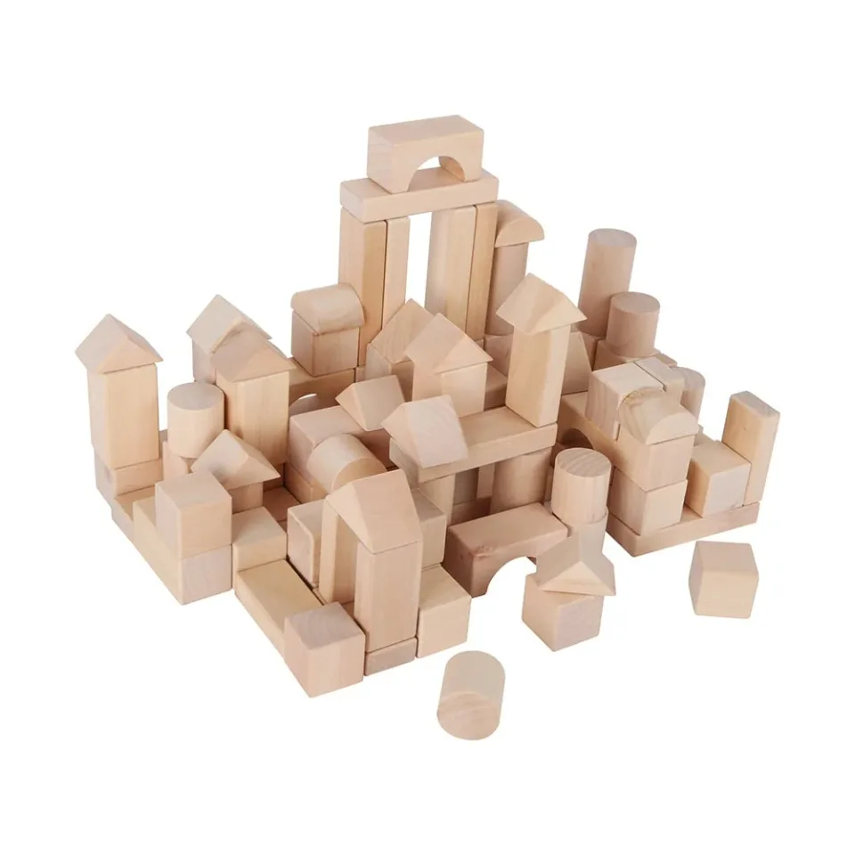 Set de construcție din lemn Small Foot în geantă, natural, 100 buc.