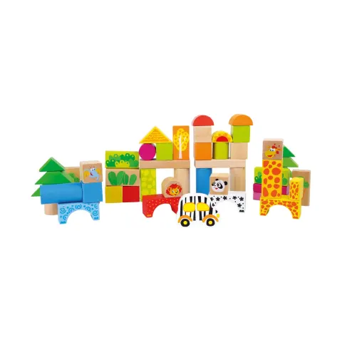Constructor Small Foot Zoo, lemn, 50 buc.