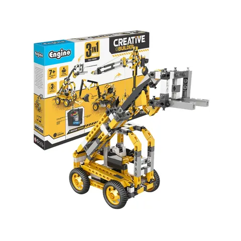 Set de construcție Engino Creative Builder motorizar - Macara turn, 3 în 1