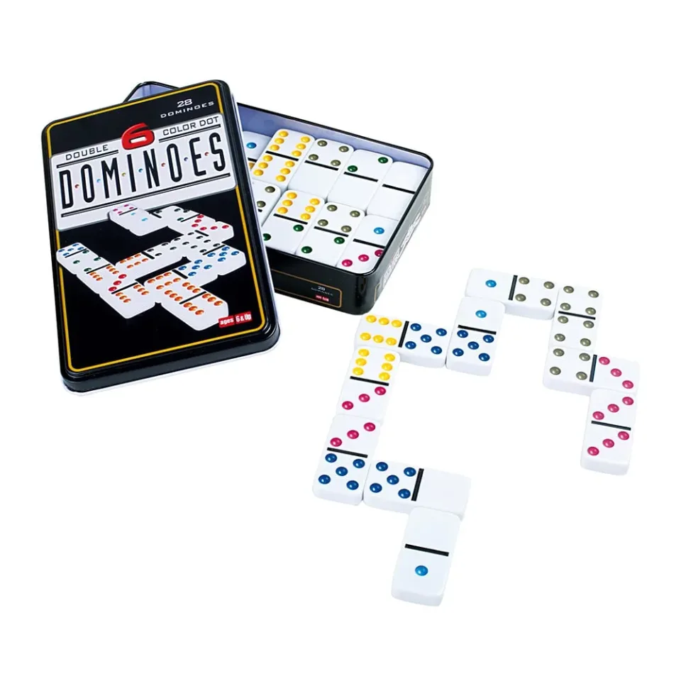 Small Foot Domino „6 Culori”, în cutie metalică, 28 buc.