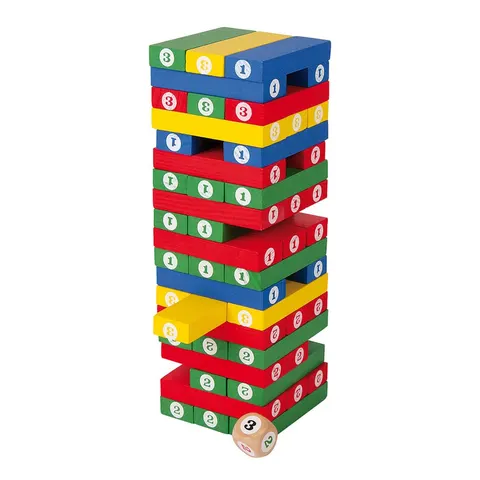 Joc Small Foot Jenga, colorat, cu numere, 58 buc.