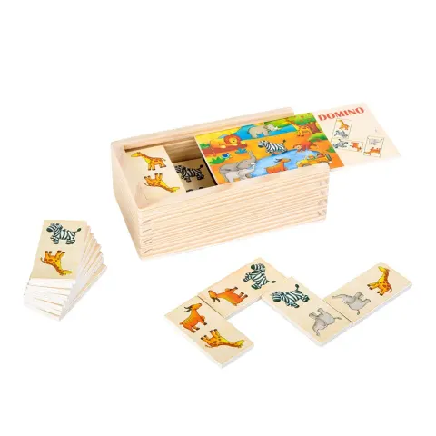 Small Foot Domino Safari, lemn, 28 bucăți