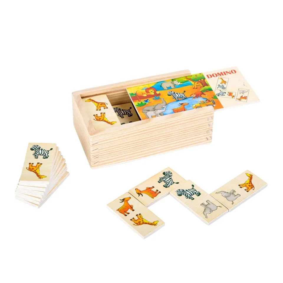 Small Foot Domino Safari, lemn, 28 bucăți