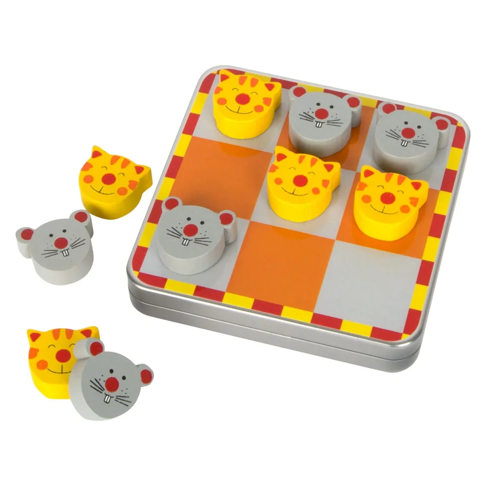 Small Foot X și 0 cu pisici și șoareci, magnetic, din lemn
