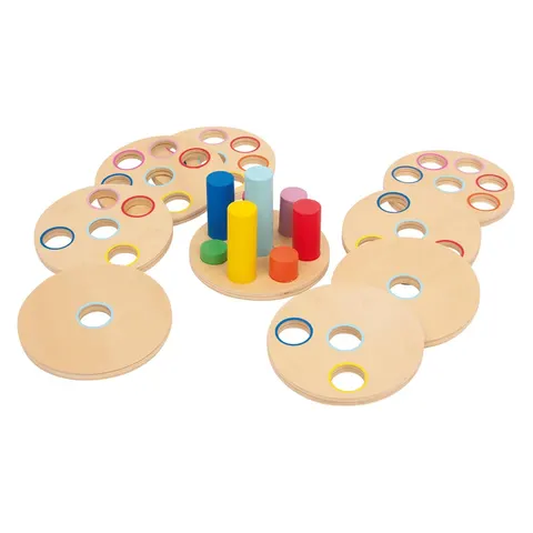 Puzzle Small Foot cu bețe colorate, pentru înșirat, lemn, 9 buc.