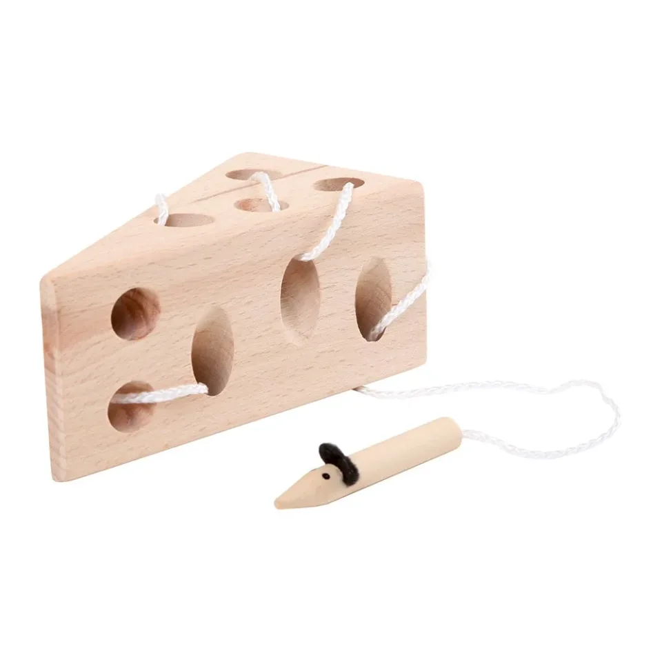 Joc de trasat mic Small Foot Cașcaval cu șoricel, din lemn