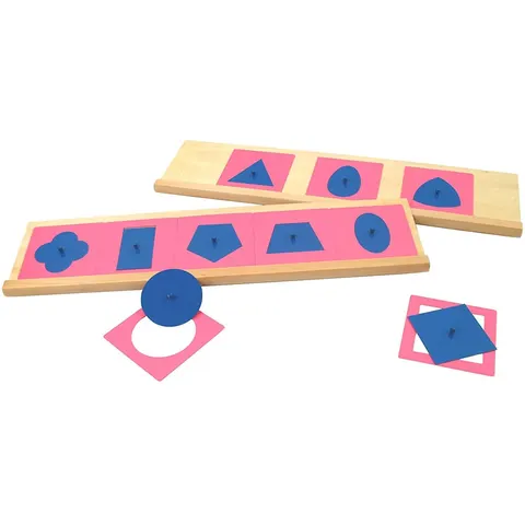 Set de figuri geometrice, metal, albastru cu rame roz
