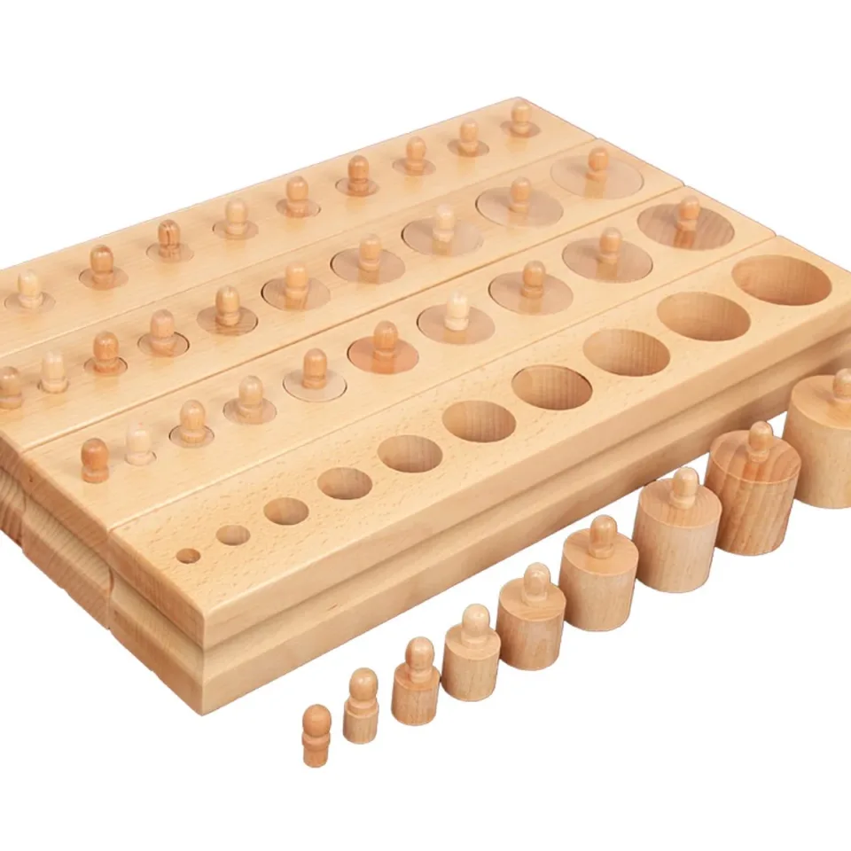 Cilindri Montessori, din lemn, 47 x 30 x 9 cm