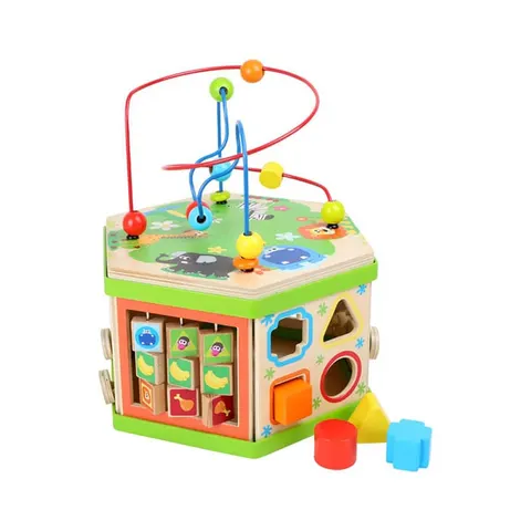Cub mic Safari Small Foot, didactic, din lemn, 29 x 25 x 30 cm