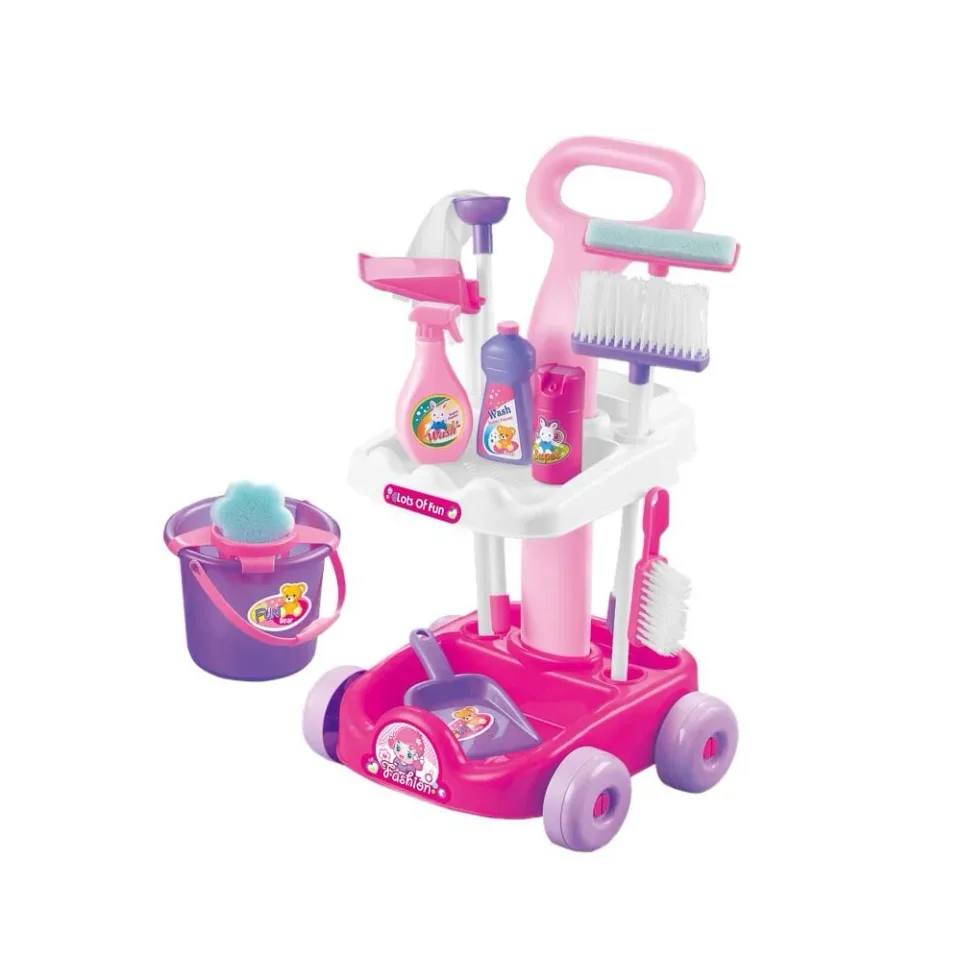 Carucior de menaj Nowa Szkola cu accesorii, pentru copii, 27 x 30 x 52 cm