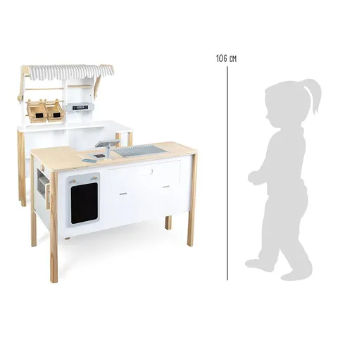 Magazin Small Foot pentru joacă, cu accesorii, lemn, 106 x 40 x 106 cm