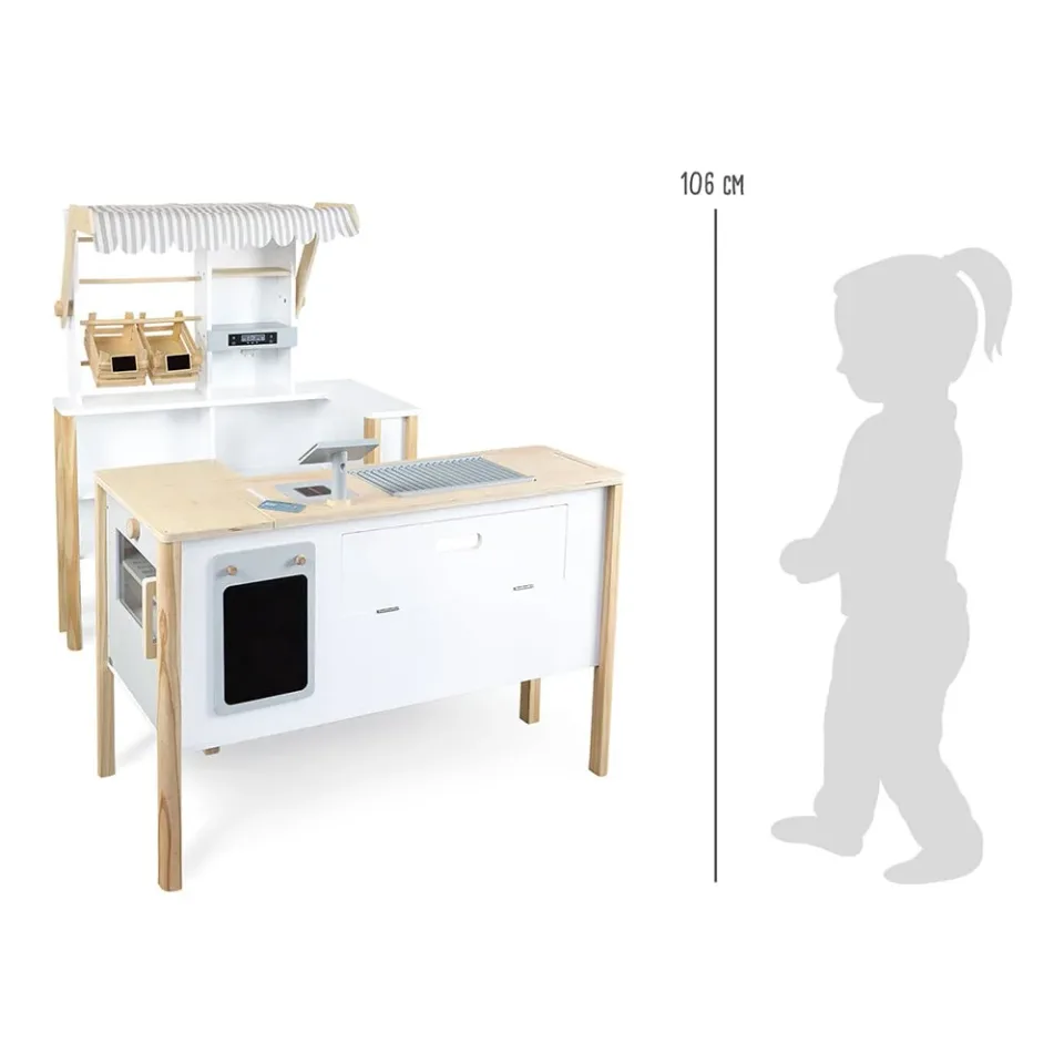 Magazin Small Foot pentru joacă, cu accesorii, lemn, 106 x 40 x 106 cm