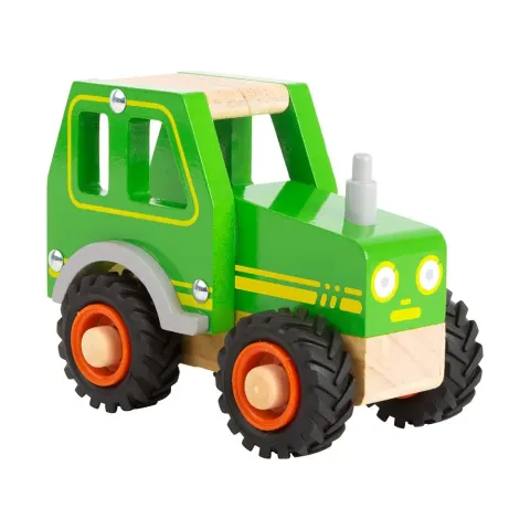 Tractor Small Foot, lemn, verde, 13 x 7 x 10 cm