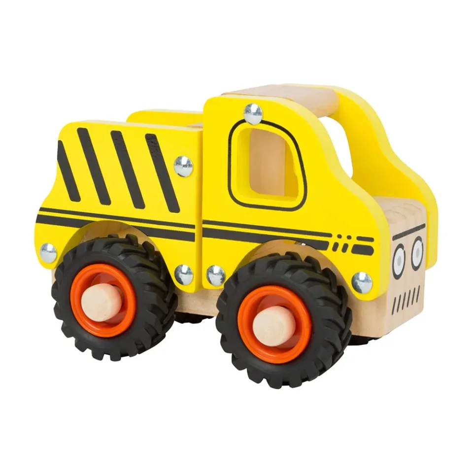 Camion Small Foot, lemn, galben, 13 x 7 x 10 cm