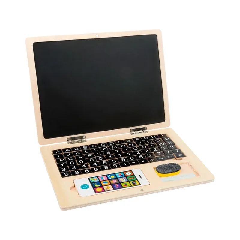 Small Foot Laptop din lemn cu tablă magnetică, 30 x 22 x 1.5 cm