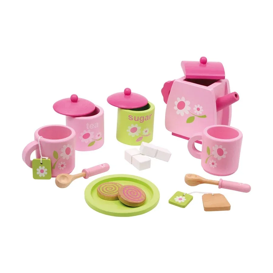 Set de ceai Small Foot pentru copii, cu motive florale, 17 buc.