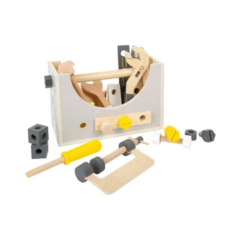 Set cutie de scule și mini banc de lucru 2 în 1, lemn
