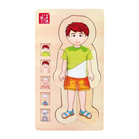 Puzzle stratificat Corpul băiatului Small Foot, lemn, 28 buc.
