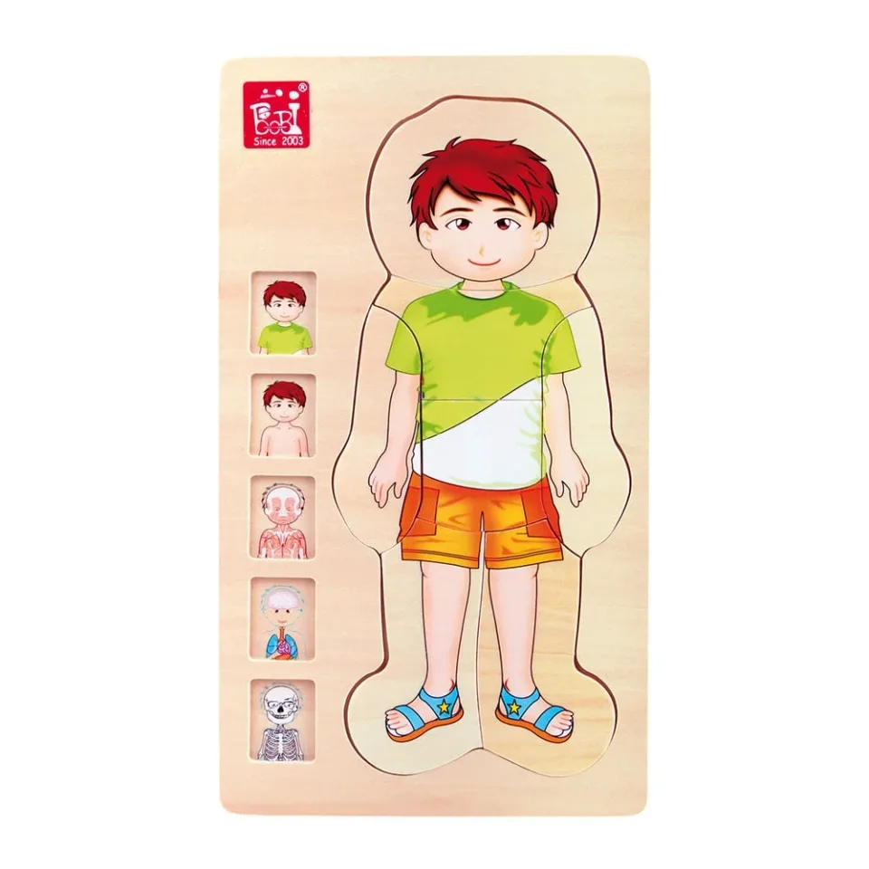 Puzzle stratificat Corpul băiatului Small Foot, lemn, 28 buc.