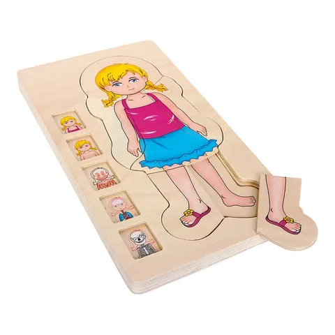 Puzzle Small Foot Corpul Fetei, stratificat, lemn, 28 piese