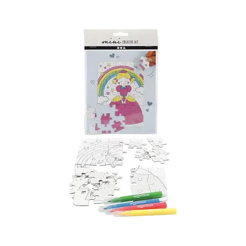 Puzzle Creativ Company Prințese, pentru colorat, cu 4 markere incluse