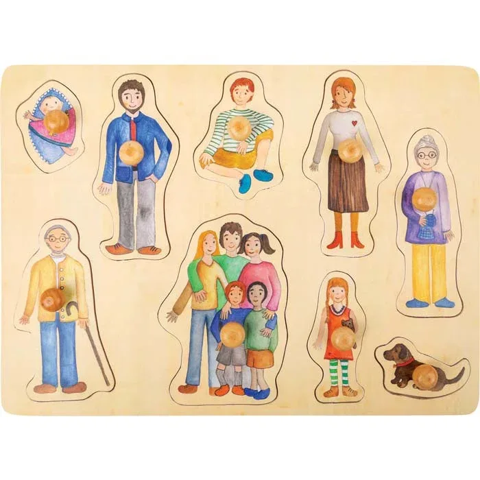 Puzzle de tip cuib Small Foot – familie și prieteni, lemn, 9 buc.