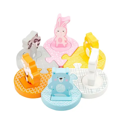 Puzzle Small Foot Animale, culori pastel, 12 buc.