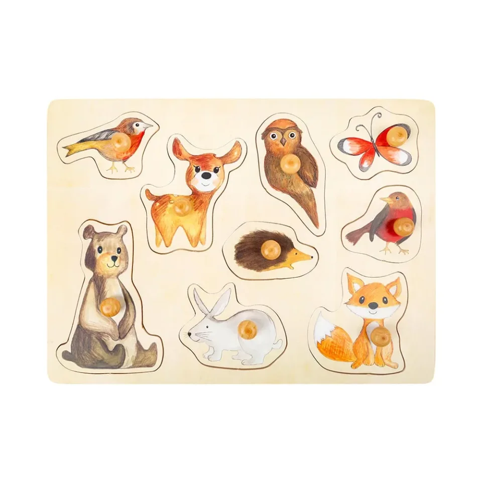 Puzzle Small Foot Animale din Pădure, lemn, 9 buc.