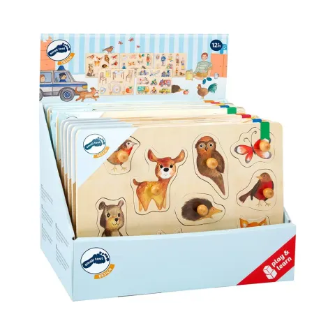 Puzzle Small Foot, lemn, 10 buc. în display