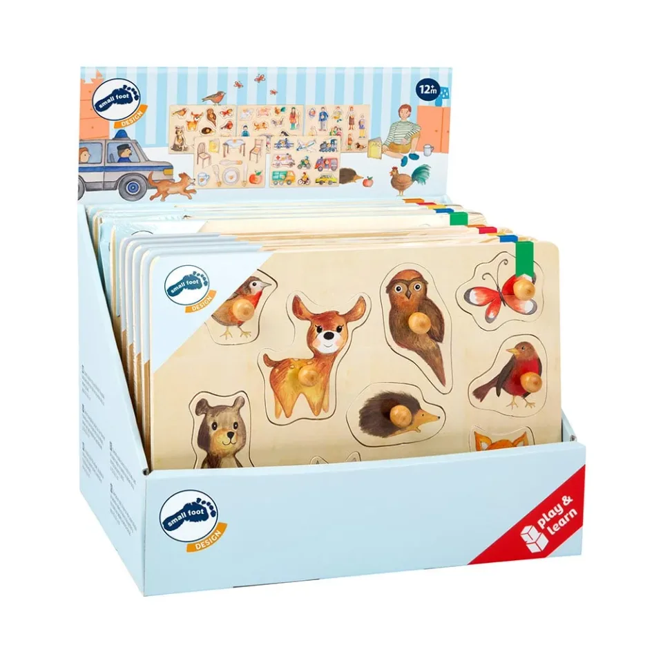 Puzzle Small Foot, lemn, 10 buc. în display