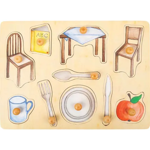 Puzzle de tip nesting Small Foot - obiecte din bucătărie, lemn, 9 piese