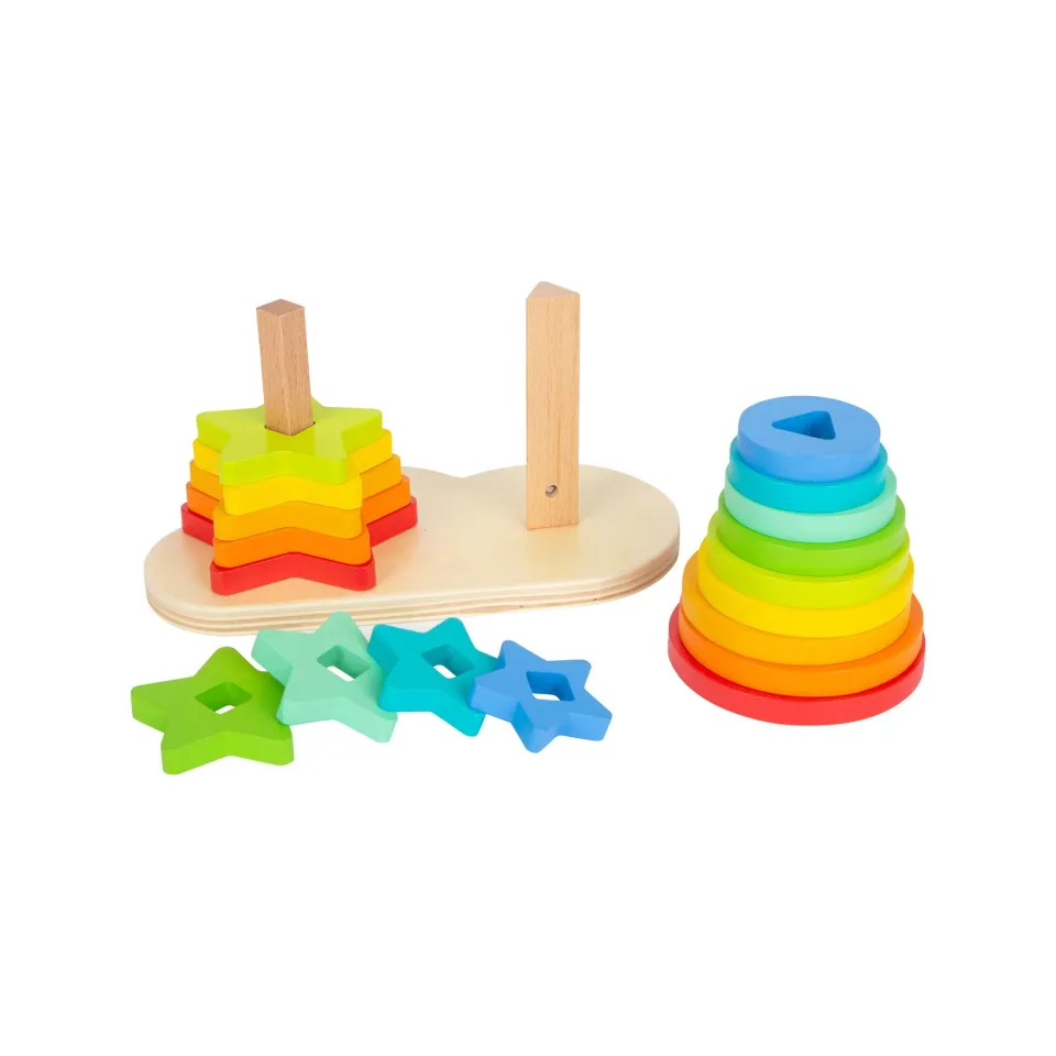 Small Foot Puzzle Curcubeu, de stivuit, cu culori și forme diferite